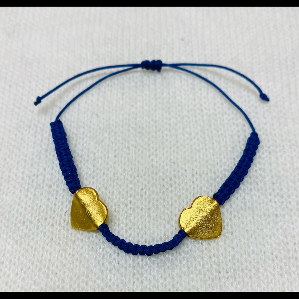 Blue cord macrame heart bracelet